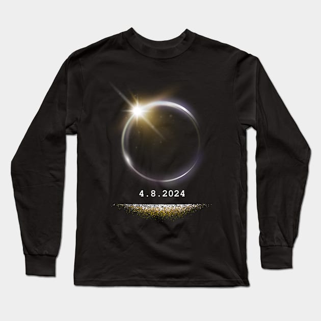 Glowing total solar eclips april 2024 Long Sleeve T-Shirt by CoolFuture